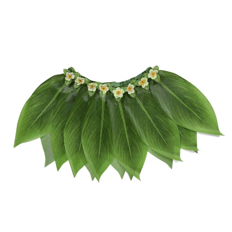 KEFAN Leaf Hula Skirt and Hawaiian Leis Set Grass Skirt with Artificial Hibiscus Flowers for Hula Costume and Beach Party (F) - Image 2